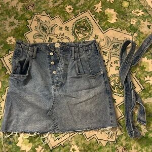Free People We The Free Distressed Denim Mini Skirt